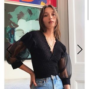 BNWT Nasty Gal Organza Black Top Sold Out size 6